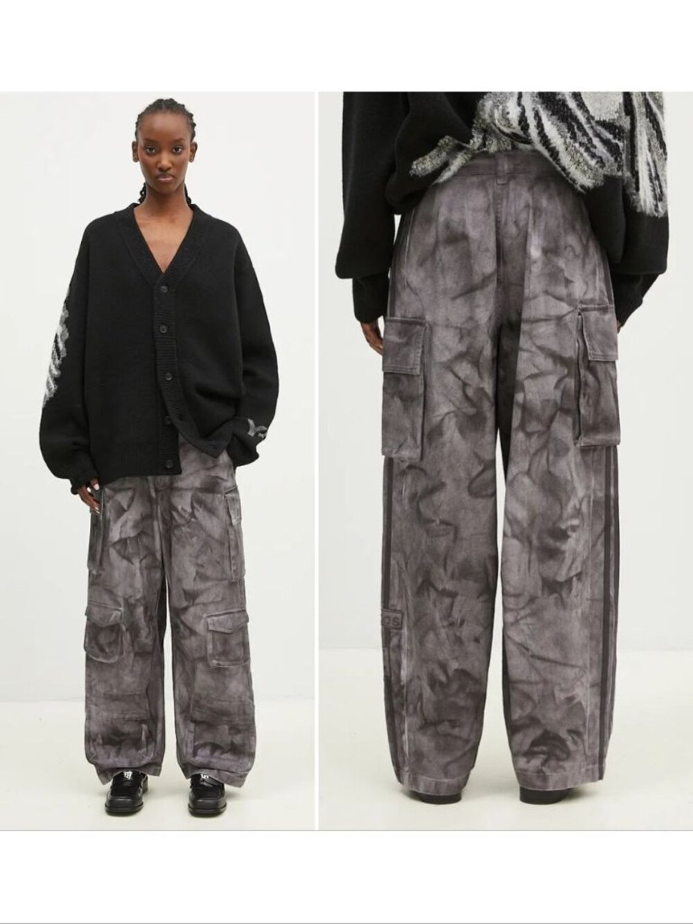 Adidas Originals Premium XXL Baggy Cargo PANTS Sz 14 Gray Purple Print NEW $190